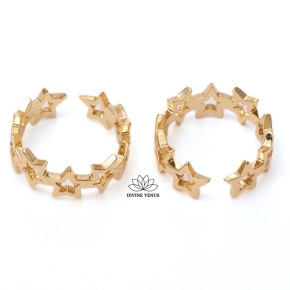 Star Cuff Ring • Adjustable • Gold Plated Brass - Picture 5 of 8